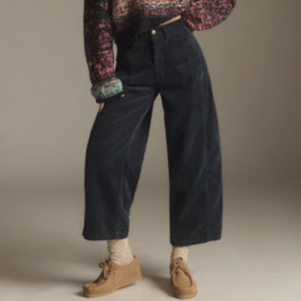 The Kenna Heritage Mid-Rise Barrel Jeans by Pilcro: Corduroy Edition, Navy, 30
